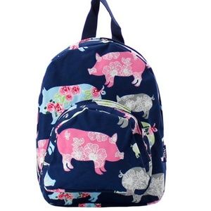 NAVY CANVAS FARMHOUSE PIG MINI BACKPACK/BOOK BAG!